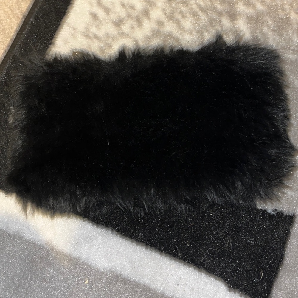 Black fuzzy pouch/wristlet